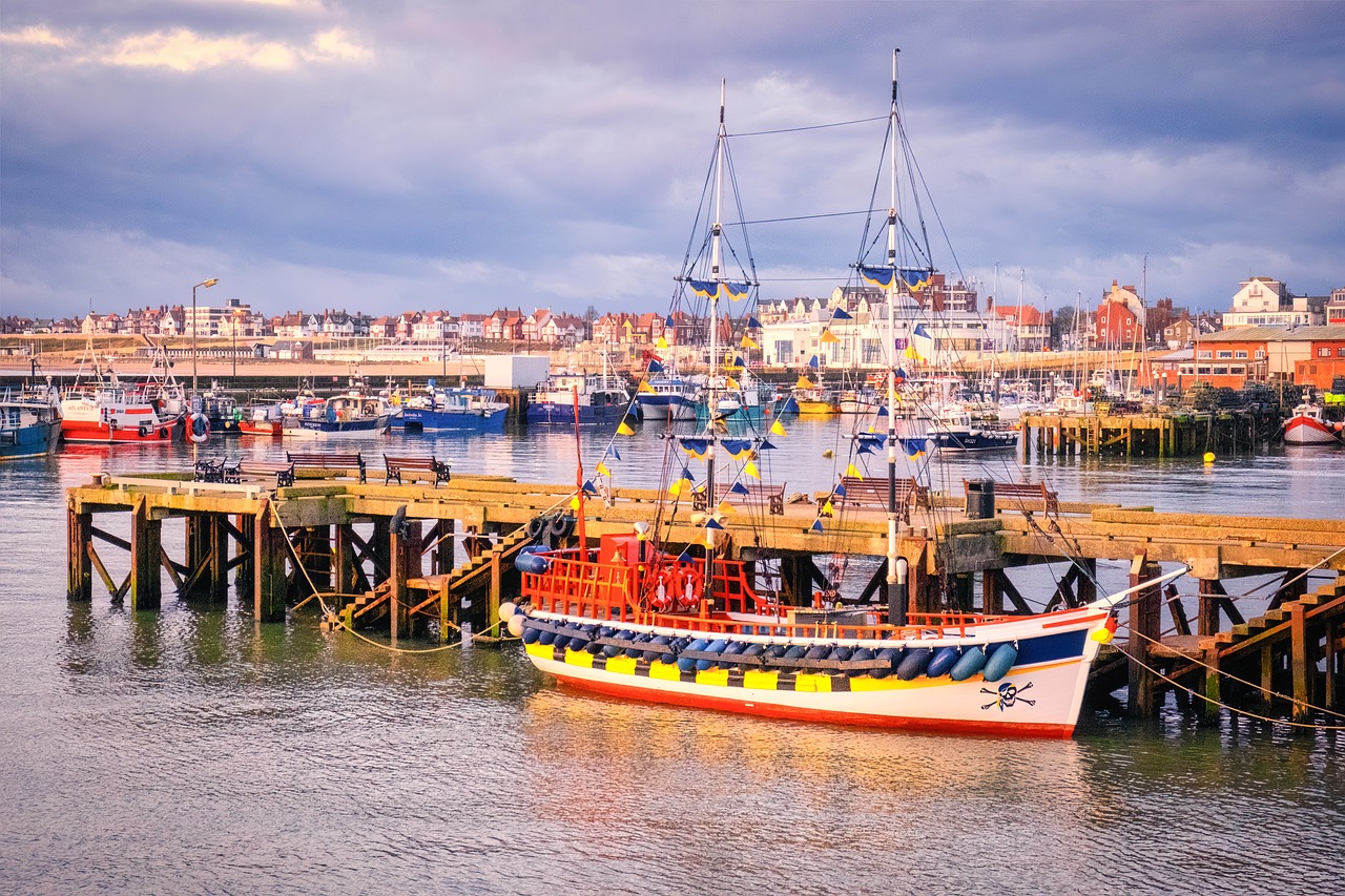 view of bridlington and its pirate ship